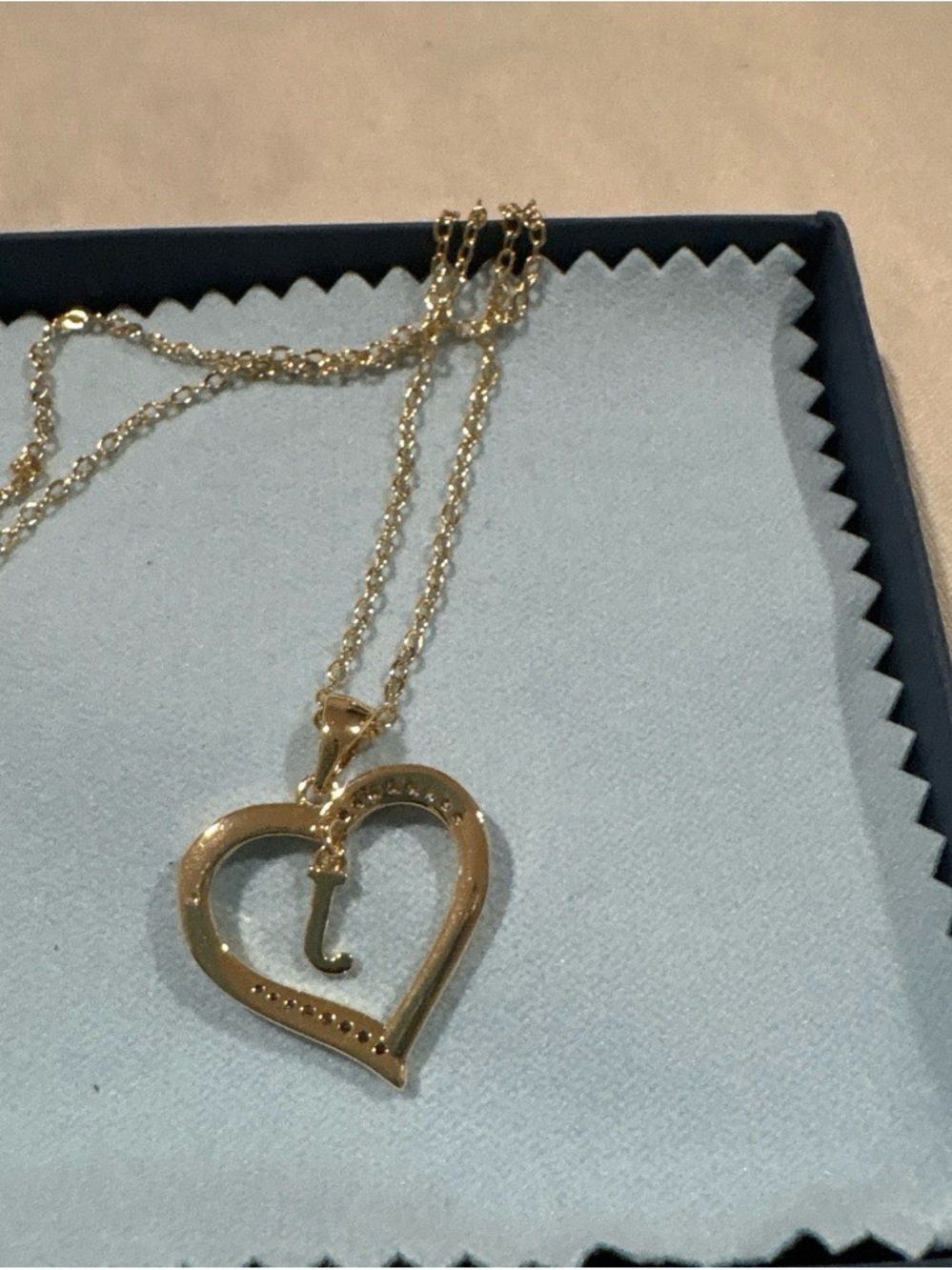 Gold Heart Pendant Necklace with Initial Charm J
